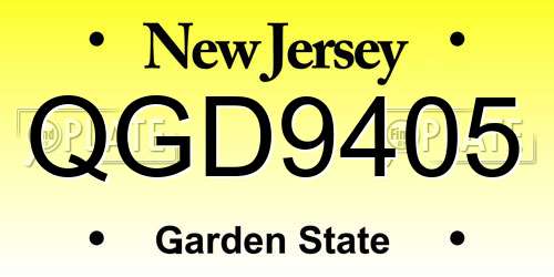 QGD9405 New Jersey License Plate