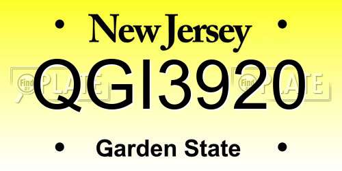 QGI3920 New Jersey License Plate