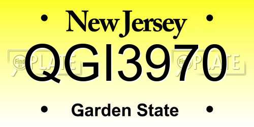 QGI3970 New Jersey License Plate