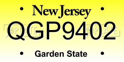 QGP9402 New Jersey License Plate