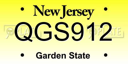 QGS912 New Jersey License Plate