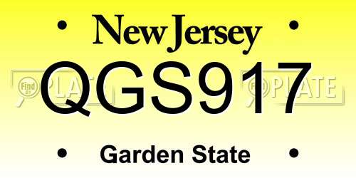 QGS917 New Jersey License Plate