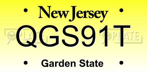QGS91T New Jersey License Plate