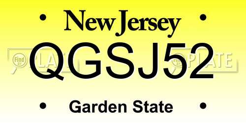 QGSJ52 New Jersey License Plate