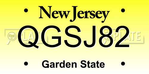 QGSJ82 New Jersey License Plate