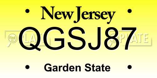 QGSJ87 New Jersey License Plate