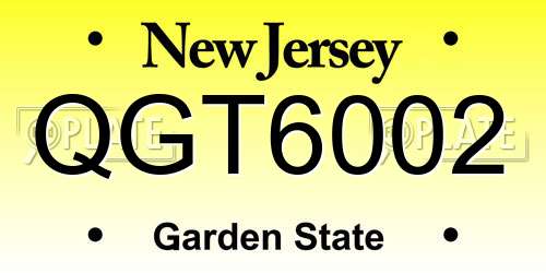 QGT6002 New Jersey License Plate