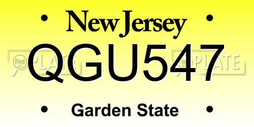 QGU547 New Jersey License Plate