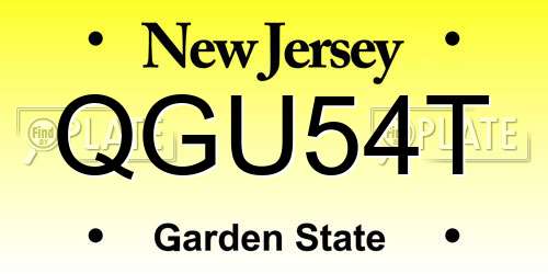 QGU54T New Jersey License Plate