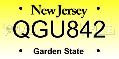 QGU842 New Jersey License Plate