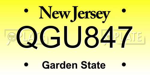 QGU847 New Jersey License Plate