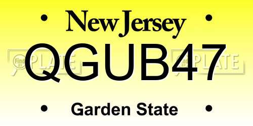 QGUB47 New Jersey License Plate