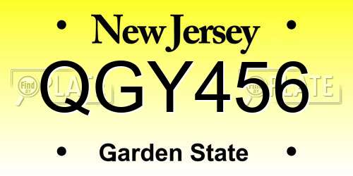 QGY456 New Jersey License Plate