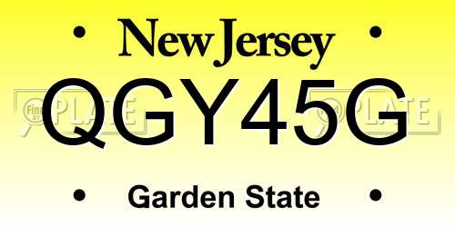 QGY45G New Jersey License Plate