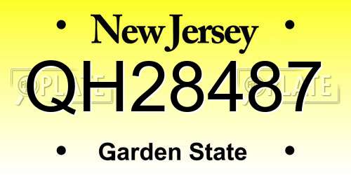 QH28487 New Jersey License Plate