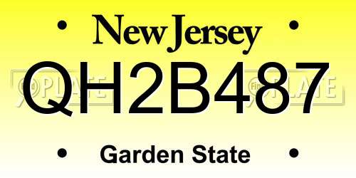 QH2B487 New Jersey License Plate