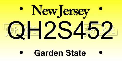 QH2S452 New Jersey License Plate