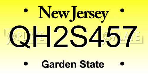 QH2S457 New Jersey License Plate