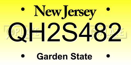 QH2S482 New Jersey License Plate