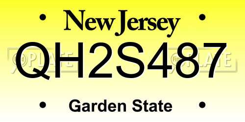 QH2S487 New Jersey License Plate
