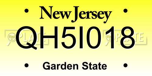 QH5I018 New Jersey License Plate