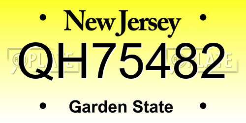 QH75482 New Jersey License Plate