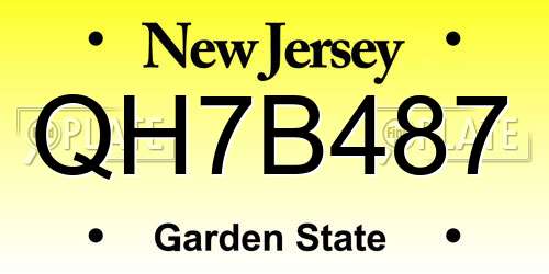 QH7B487 New Jersey License Plate