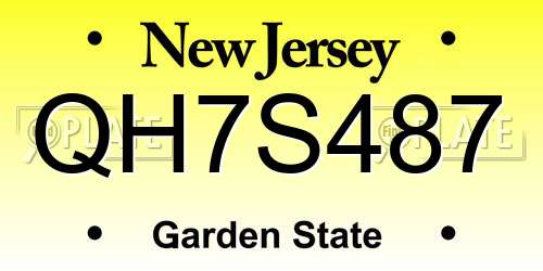 QH7S487 New Jersey License Plate