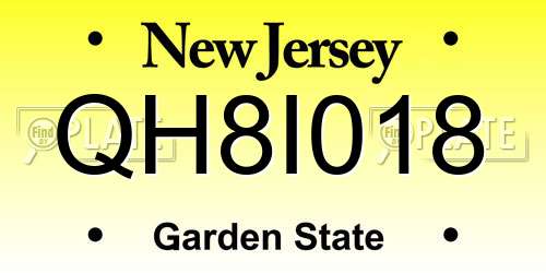 QH8I018 New Jersey License Plate
