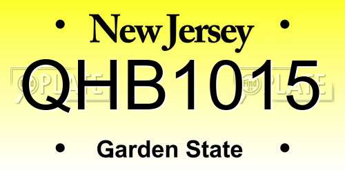 QHB1015 New Jersey License Plate