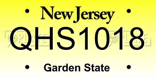 QHS1018 New Jersey License Plate