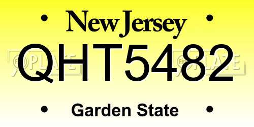 QHT5482 New Jersey License Plate