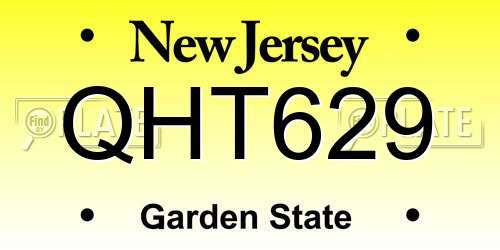 QHT629 New Jersey License Plate