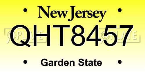 QHT8457 New Jersey License Plate