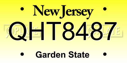 QHT8487 New Jersey License Plate