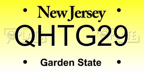 QHTG29 New Jersey License Plate