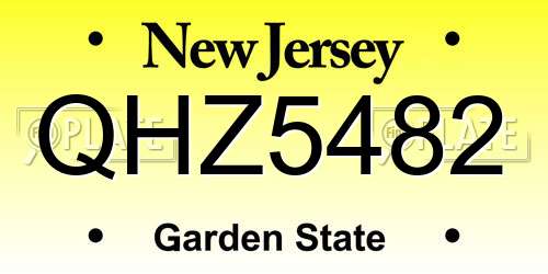 QHZ5482 New Jersey License Plate