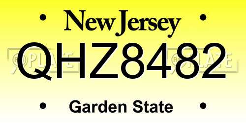 QHZ8482 New Jersey License Plate