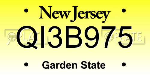 QI3B975 New Jersey License Plate