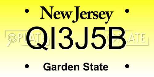 QI3J5B New Jersey License Plate