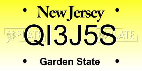 QI3J5S New Jersey License Plate