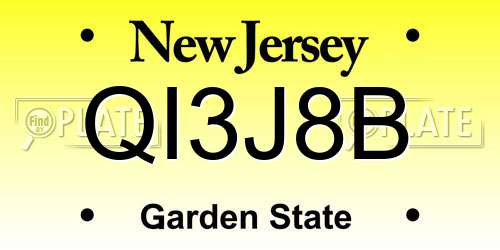 QI3J8B New Jersey License Plate