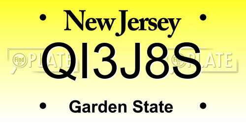 QI3J8S New Jersey License Plate