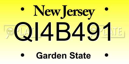 QI4B491 New Jersey License Plate