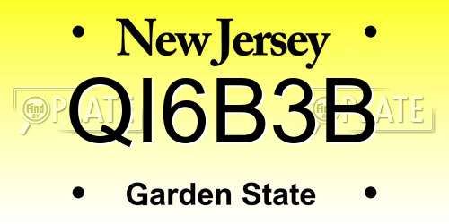 QI6B3B New Jersey License Plate
