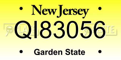 QI83056 New Jersey License Plate