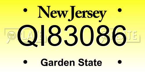 QI83086 New Jersey License Plate