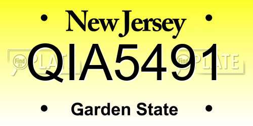 QIA5491 New Jersey License Plate