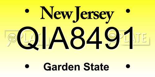 QIA8491 New Jersey License Plate