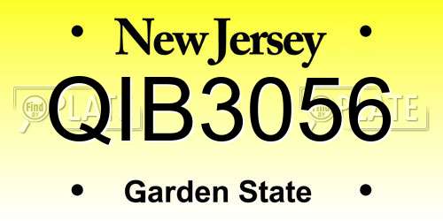 QIB3056 New Jersey License Plate